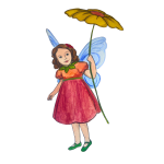 Blossom is another household fairy and she helps in the garden. She sings to the seeds to help them sprout faster. She dances on the soil with her other garden fairy friends to help loosen it so that the roots of all the different plants can breathe. She rides on the back of bumble bees to help them find the flowers to pollinate. In the autumn, she helps tuck in the plants for their long winter slumber. She has blue wings and wears a beautiful pink dress sewn from rosepetals.